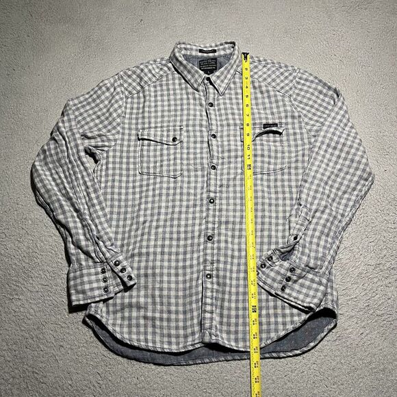 Lucky Brand Flannel Shirt Mens Large Plaid Snap Lightweight Biker Grunge Skate - Picture 2 of 9